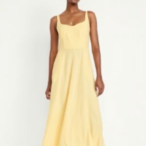 Linen-blend Midi Dress in Sweet Butter